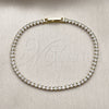 Pulsera Tennis 03.130.0046.07 Oro Laminado, Diseño de Gota, con Zirconia Cubica Blanca, Pulido, Tono Dorado (Grosor 03 MM, 7 Pulgadas de Largo)