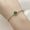 Pulsera Elegante 03.130.0033.8.07 Oro Laminado, Diseño de Cluster, con Zirconia Cubica Verde y Blanca, Pulido, Tono Dorado (Grosor 02.5 MM, 7 Pulgadas de Largo)