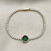 Pulsera Elegante 03.130.0033.8.07 Oro Laminado, Diseño de Cluster, con Zirconia Cubica Verde y Blanca, Pulido, Tono Dorado (Grosor 02.5 MM, 7 Pulgadas de Largo)