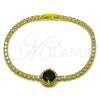 Pulsera Elegante 03.130.0033.8.07 Oro Laminado, Diseño de Cluster, con Zirconia Cubica Verde y Blanca, Pulido, Tono Dorado (Grosor 02.5 MM, 7 Pulgadas de Largo)