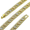 Pulsera Solida 03.100.0022.1.07 Oro Laminado, Diseño de Flor, Pulido, Tres Tonos (Grosor 08 MM, 7 Pulgadas de Largo)