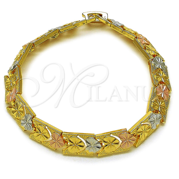 Pulsera Solida 03.213.0402.1.07 Oro Laminado, Diseño de Corazón, Diamantado, Tono Dorado (Grosor 08.5 MM, 7 Pulgadas de Largo)