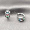 Argolla Huggie 02.237.0082.15 Rodio Laminado, con Zirconia Cubica Multicolor, Pulido, Rodinado