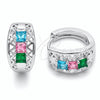 Argolla Huggie 02.237.0082.15 Rodio Laminado, con Zirconia Cubica Multicolor, Pulido, Rodinado