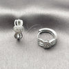 Argolla Huggie 02.237.0083.15 Rodio Laminado, Diseño de Corazón, con Zirconia Cubica Blanca, Pulido, Rodinado