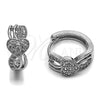 Argolla Huggie 02.237.0083.15 Rodio Laminado, Diseño de Corazón, con Zirconia Cubica Blanca, Pulido, Rodinado
