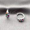 Argolla Huggie 02.237.0084.15 Rodio Laminado, con Zirconia Cubica Multicolor, Pulido, Rodinado