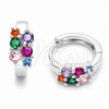 Argolla Huggie 02.237.0084.15 Rodio Laminado, con Zirconia Cubica Multicolor, Pulido, Rodinado