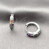 Argolla Huggie 02.237.0085.15 Rodio Laminado, con Zirconia Cubica Multicolor, Pulido, Rodinado