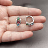 Argolla Huggie 02.237.0087.15 Rodio Laminado, Diseño de Cluster y Gota, con Zirconia Cubica Multicolor y Micro Pave Blanca, Pulido, Rodinado