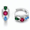 Argolla Huggie 02.237.0087.15 Rodio Laminado, Diseño de Cluster y Gota, con Zirconia Cubica Multicolor y Micro Pave Blanca, Pulido, Rodinado