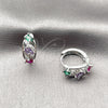Argolla Huggie 02.237.0088.15 Rodio Laminado, Diseño de Cluster, con Zirconia Cubica Multicolor y Micro Pave Blanca, Pulido, Rodinado