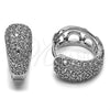 Argolla Huggie 02.237.0089.16 Rodio Laminado, Diseño de Gota, con Zirconia Cubica Blanca, Pulido, Rodinado