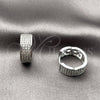 Argolla Huggie 02.237.0091.16 Rodio Laminado, con Micro Pave Blanca, Pulido, Rodinado
