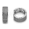 Argolla Huggie 02.237.0091.16 Rodio Laminado, con Micro Pave Blanca, Pulido, Rodinado