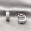 Argolla Huggie 02.237.0092.15 Rodio Laminado, con Micro Pave Blanca, Pulido, Rodinado