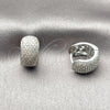 Argolla Huggie 02.237.0093.15 Rodio Laminado, con Micro Pave Blanca, Pulido, Rodinado