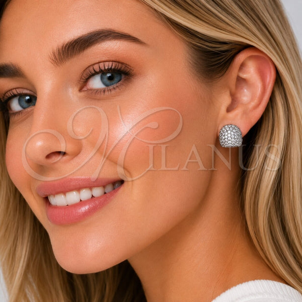 Argolla Huggie 02.237.0094.15 Rodio Laminado, con Zirconia Cubica Blanca, Pulido, Rodinado