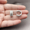 Argolla Huggie 02.237.0095.15 Rodio Laminado, con Zirconia Cubica Blanca, Pulido, Rodinado
