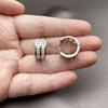 Argolla Huggie 02.237.0096.18 Rodio Laminado, Diseño de Baguette, con Zirconia Cubica Blanca, Pulido, Rodinado