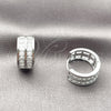 Argolla Huggie 02.237.0096.18 Rodio Laminado, Diseño de Baguette, con Zirconia Cubica Blanca, Pulido, Rodinado