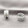 Argolla Huggie 02.237.0097.16 Rodio Laminado, Diseño de Baguette, con Zirconia Cubica Blanca, Pulido, Rodinado
