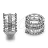 Argolla Huggie 02.237.0097.16 Rodio Laminado, Diseño de Baguette, con Zirconia Cubica Blanca, Pulido, Rodinado