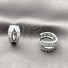 Argolla Huggie 02.237.0098.16 Rodio Laminado, Diseño de Baguette, con Zirconia Cubica Blanca, Pulido, Rodinado