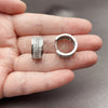 Argolla Huggie 02.237.0099.16 Rodio Laminado, Diseño de Baguette, con Zirconia Cubica Blanca, Pulido, Rodinado