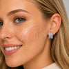 Argolla Huggie 02.237.0100.16 Rodio Laminado, Diseño de Baguette, con Zirconia Cubica Blanca, Pulido, Rodinado