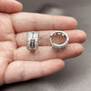 Argolla Huggie 02.237.0100.16 Rodio Laminado, Diseño de Baguette, con Zirconia Cubica Blanca, Pulido, Rodinado