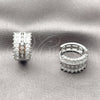 Argolla Huggie 02.237.0100.16 Rodio Laminado, Diseño de Baguette, con Zirconia Cubica Blanca, Pulido, Rodinado