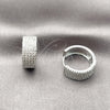 Argolla Huggie 02.237.0102.18 Rodio Laminado, con Zirconia Cubica Blanca, Pulido, Rodinado