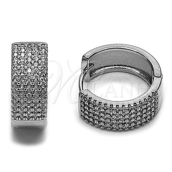 Argolla Huggie 02.237.0102.18 Rodio Laminado, con Zirconia Cubica Blanca, Pulido, Rodinado