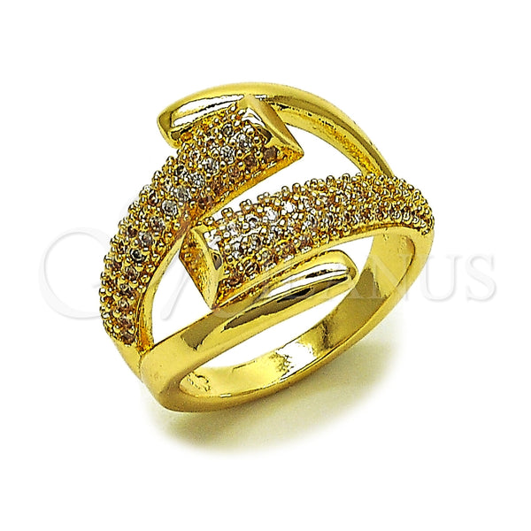 Anillo Multi Piedra 01.283.0073 Oro Laminado, con Micro Pave Blanca, Pulido, Tono Dorado (Talla Unica)