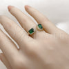 Anillo Multi Piedra 01.283.0074 Oro Laminado, Diseño de Cluster, con Zirconia Cubica Verde y Micro Pave Blanca, Pulido, Tono Dorado (Talla Unica)
