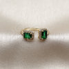 Anillo Multi Piedra 01.283.0074 Oro Laminado, Diseño de Cluster, con Zirconia Cubica Verde y Micro Pave Blanca, Pulido, Tono Dorado (Talla Unica)