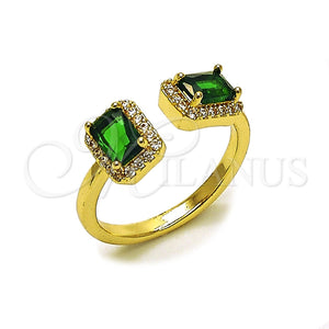 Anillo Multi Piedra 01.283.0074 Oro Laminado, Diseño de Cluster, con Zirconia Cubica Verde y Micro Pave Blanca, Pulido, Tono Dorado (Talla Unica)