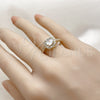 Anillo de Boda 01.283.0054.3 Oro Laminado, Diseño de Cluster, con Zirconia Cubica Blanca, Pulido, Tono Dorado (Talla Unica)
