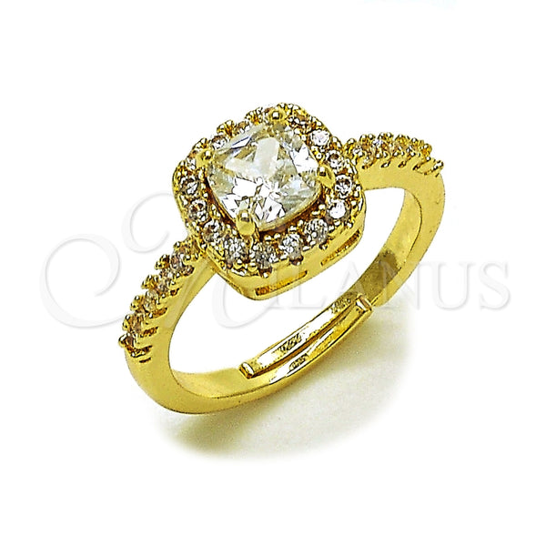 Anillo de Boda 01.283.0054.3 Oro Laminado, Diseño de Cluster, con Zirconia Cubica Blanca, Pulido, Tono Dorado (Talla Unica)