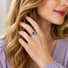 Anillo de Boda 01.283.0054.4 Oro Laminado, Diseño de Cluster, con Zirconia Cubica Amatista y Blanca, Pulido, Tono Dorado (Talla Unica)