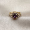 Anillo de Boda 01.283.0054.4 Oro Laminado, Diseño de Cluster, con Zirconia Cubica Amatista y Blanca, Pulido, Tono Dorado (Talla Unica)