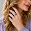 Anillo de Boda 01.283.0054.6 Rodio Laminado, Diseño de Cluster, con Zirconia Cubica Amatista y Blanca, Pulido, Rodinado (Talla Unica)