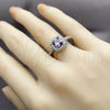 Anillo de Boda 01.283.0054.6 Rodio Laminado, Diseño de Cluster, con Zirconia Cubica Amatista y Blanca, Pulido, Rodinado (Talla Unica)