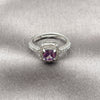 Anillo de Boda 01.283.0054.6 Rodio Laminado, Diseño de Cluster, con Zirconia Cubica Amatista y Blanca, Pulido, Rodinado (Talla Unica)