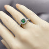 Anillo de Boda 01.283.0054.7 Rodio Laminado, Diseño de Cluster, con Zirconia Cubica Verde y Blanca, Pulido, Rodinado (Talla Unica)