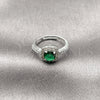 Anillo de Boda 01.283.0054.7 Rodio Laminado, Diseño de Cluster, con Zirconia Cubica Verde y Blanca, Pulido, Rodinado (Talla Unica)