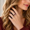 Anillo de Boda 01.283.0054.8 Rodio Laminado, Diseño de Cluster, con Zirconia Cubica Granate y Blanca, Pulido, Rodinado (Talla Unica)