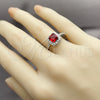 Anillo de Boda 01.283.0054.8 Rodio Laminado, Diseño de Cluster, con Zirconia Cubica Granate y Blanca, Pulido, Rodinado (Talla Unica)