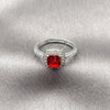 Anillo de Boda 01.283.0054.8 Rodio Laminado, Diseño de Cluster, con Zirconia Cubica Granate y Blanca, Pulido, Rodinado (Talla Unica)